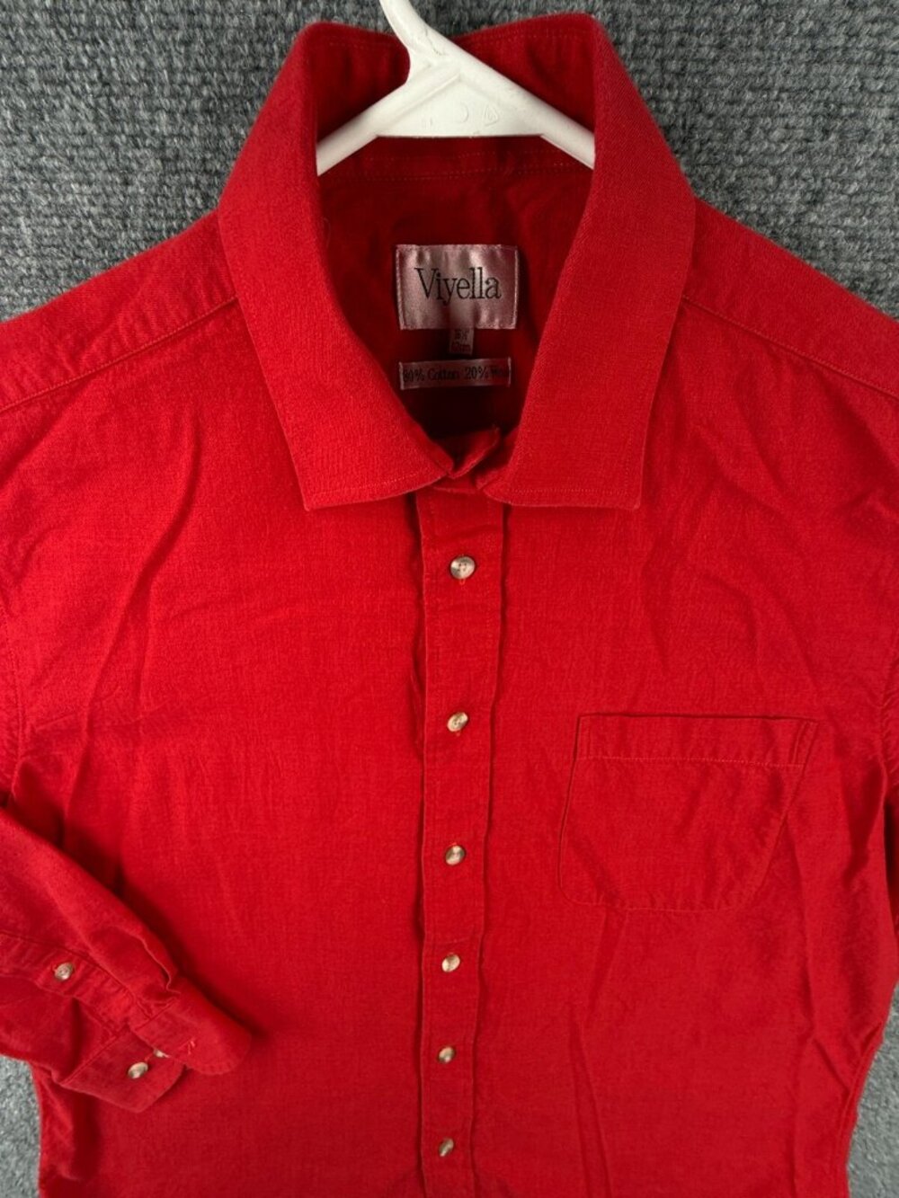 Viyella Wool Cotton Blend Flannel Button Up Shirt Men Long Sleeve Size 16.5 Soft